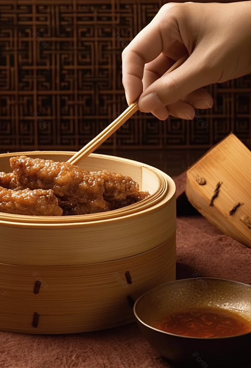 一只手用筷子夹起蒸笼里的美食,高清,摄影图,摄影图片,图片大全,摄影图免费下载